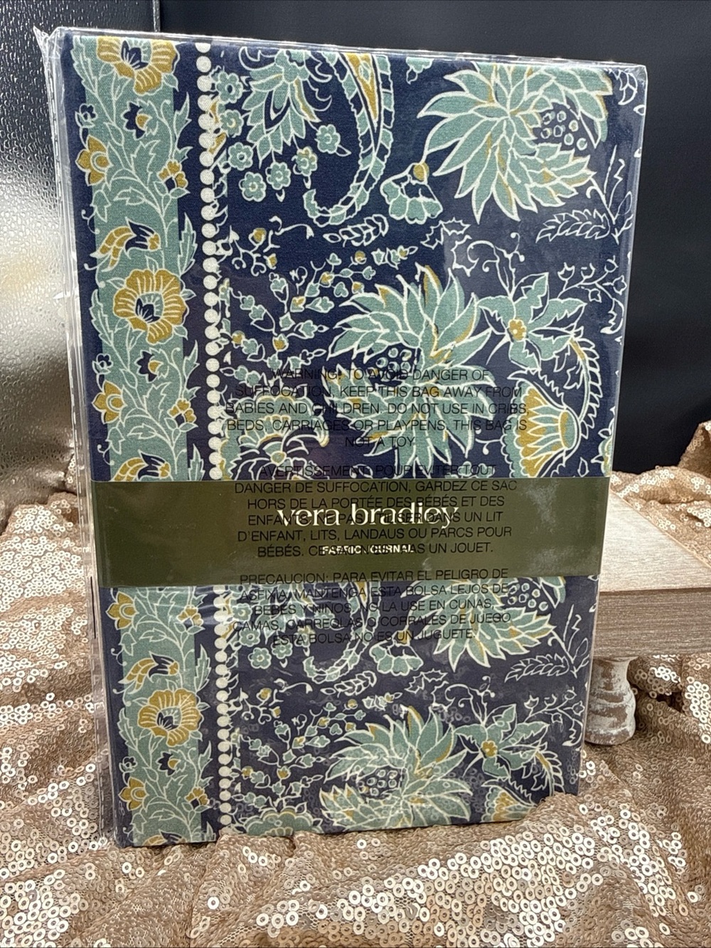 Vera Bradley Fabric Journal Gemstone Paisley Aqua 160 Pgs NEW